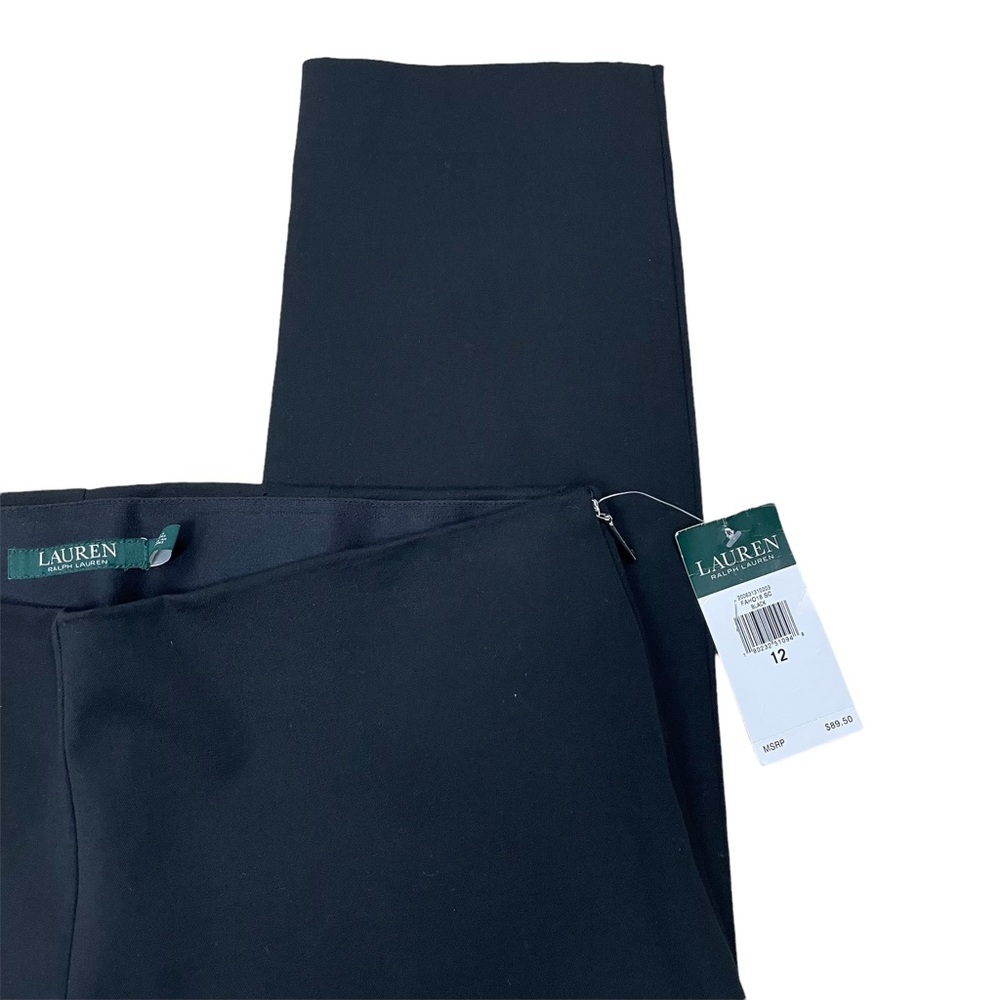 Lauren Ralph Lauren Women’s Black Side Zip Flat Front Tapered Leg Pants Size 12 - Picture 9 of 16